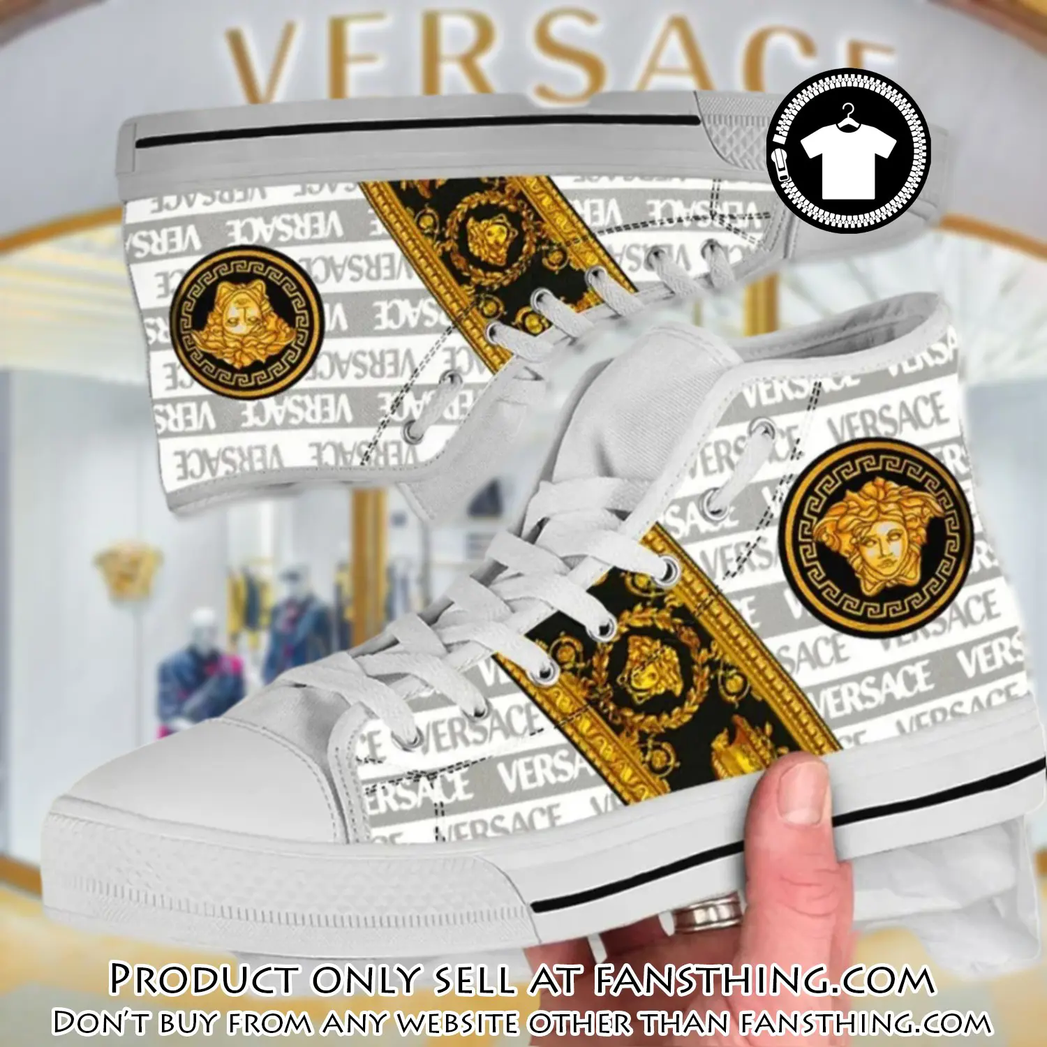 Versace medusa golden premium high top canvas shoes luxury brand gifts for men women fst5205201